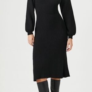 Elegant Black Ribbed Knit Dress